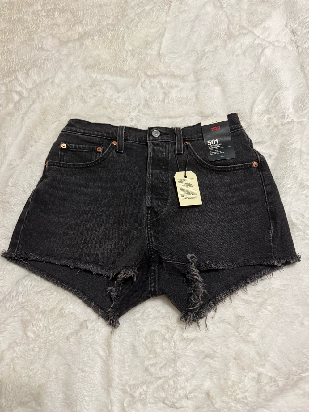 NWT Levi’s 501 Original High Rise Denim Cutoff Shorts Black Size 27